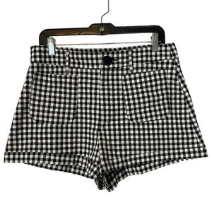 Zara Black/White High Rise Gingham Check Short Size L